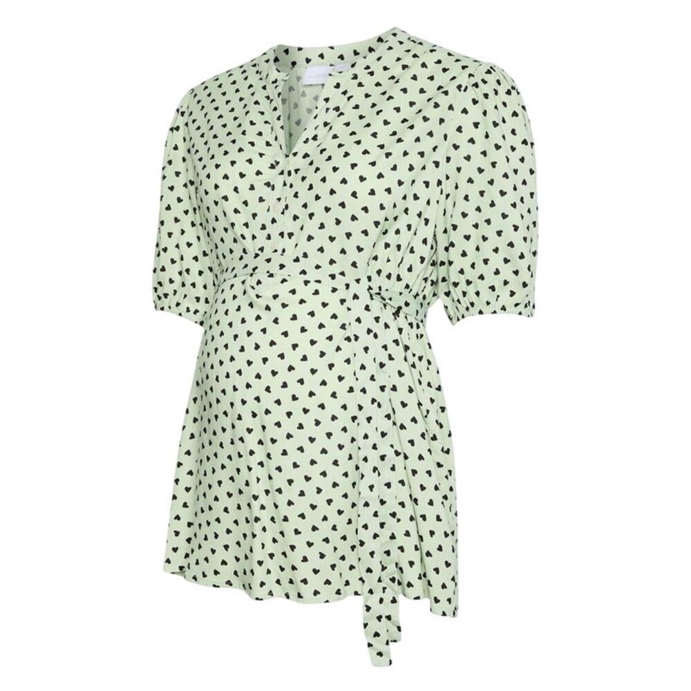 Mamalicious Womens/Ladies Hearts Maternity Puff Sleeve Blouse / Cameo Green